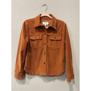 Frame Denim Amber Orange Corduroy Button Down Shirt Jacket Women’s Small